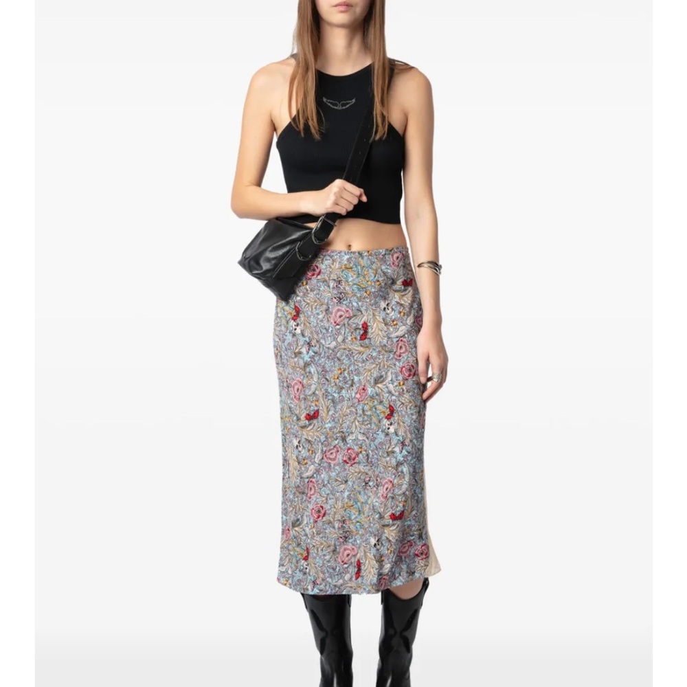 Zadig & Voltaire Jayla Floral-Printed Side Slit Skirt